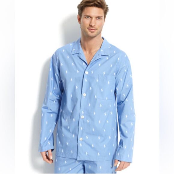 Polo Ralph Lauren Men's XL All Over Polo Player Pajama Shirt Blue White NWT - Picture 1 of 11